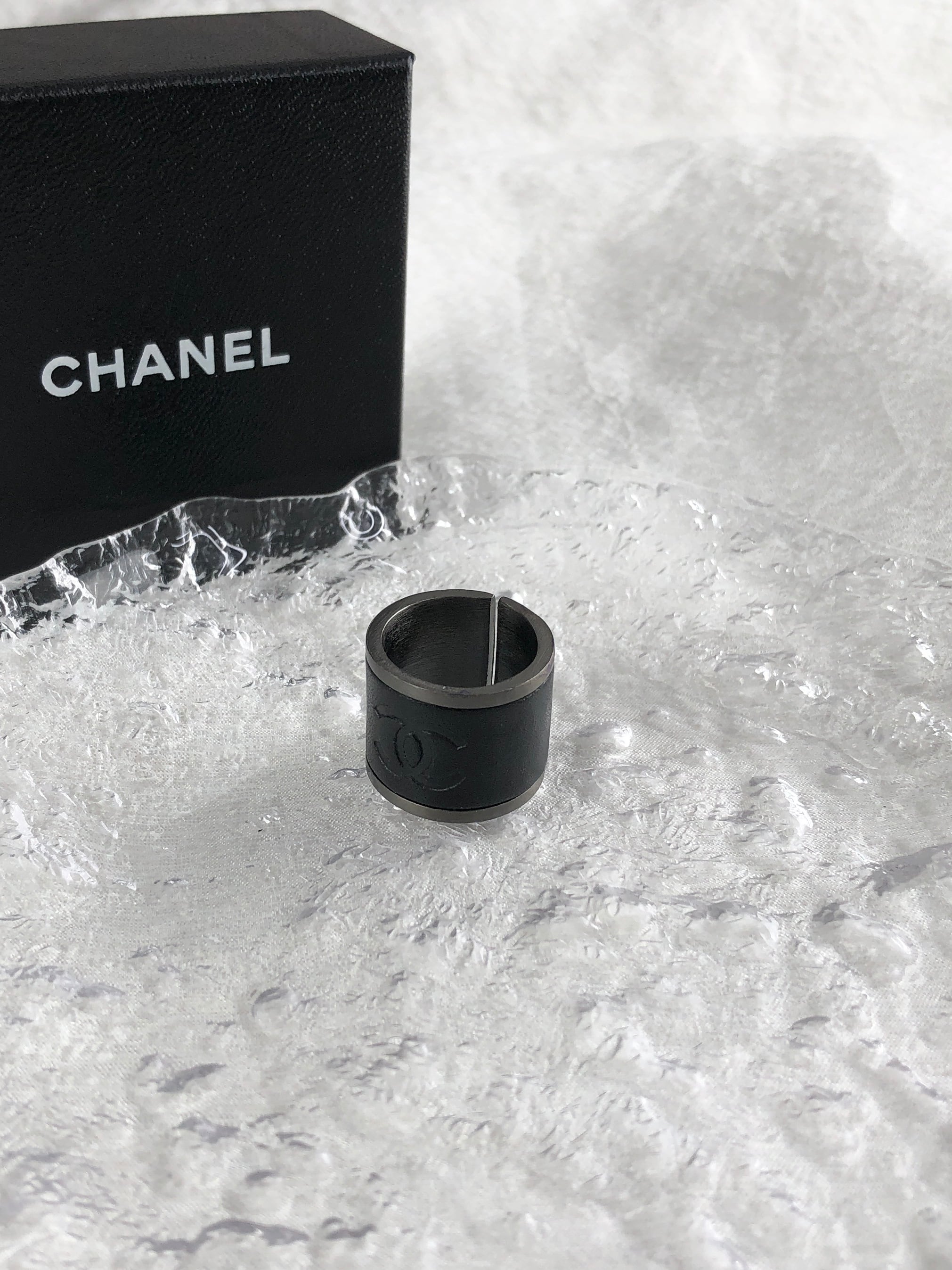 CHANEL シャネル 指輪 ブラック ココマーク レザー vintage ヴィンテージ オールド 6k8zdy