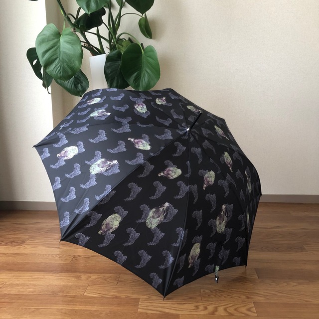 受注生産　黒ブドウとアーティチョークの雨傘 - Black grapes and artichokes umbrella