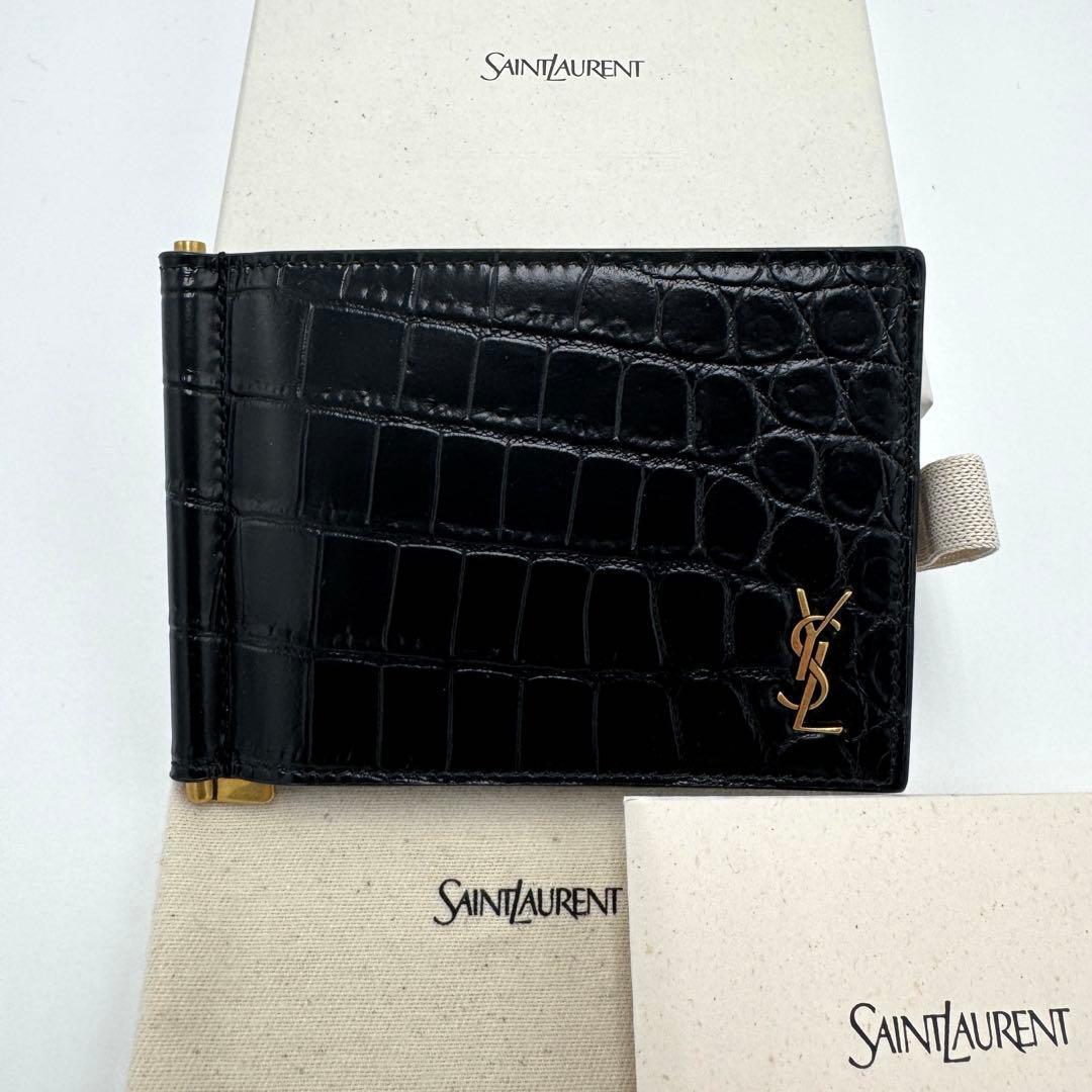 No.567【超美品】サンローラン マネークリップ クロコ カサンドラ YSL
