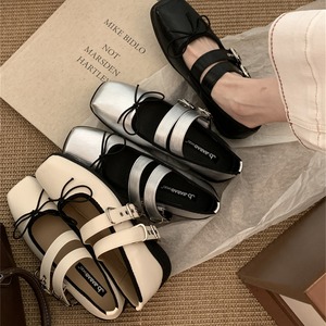 square toe bow ballet style shoes
