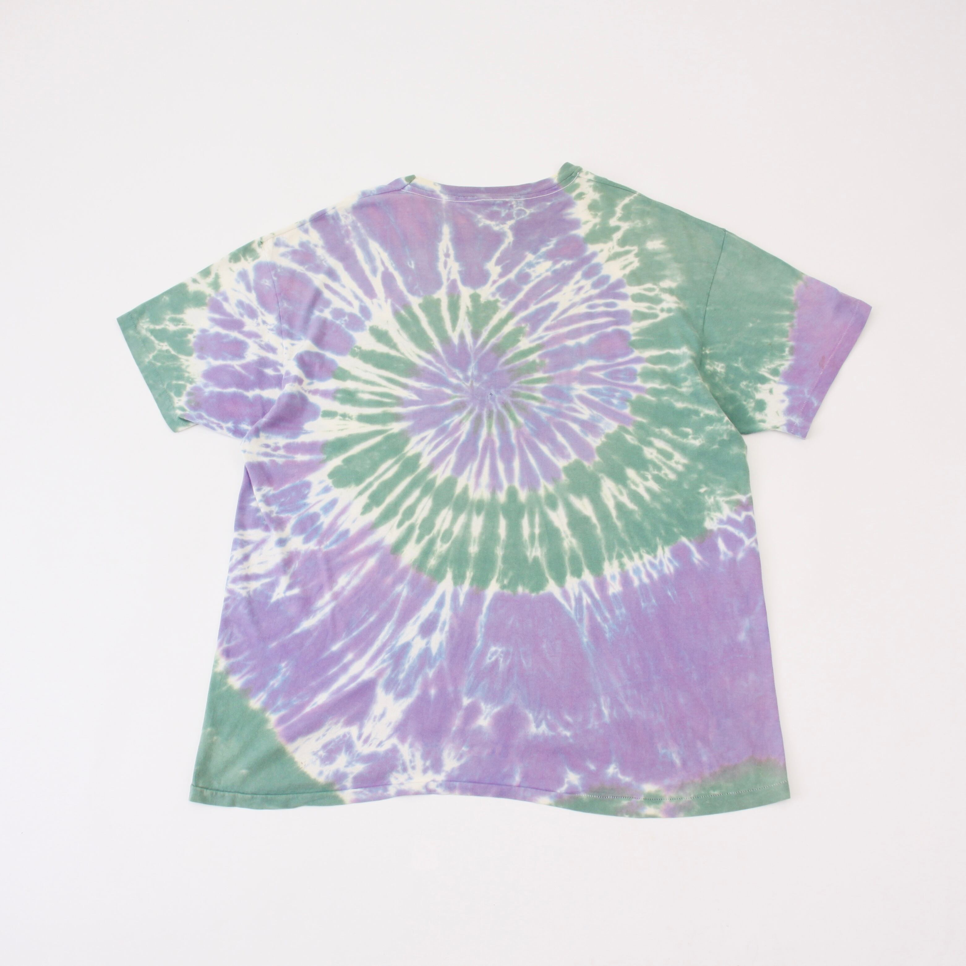 0577. 1980's hanes tie-dye tee XXL パープル&グリーン タイダイ 総柄