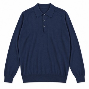 ★定価58,300円・新品未使用★ジョンスメドレー S4869 最高級シーアイランドコットン 長袖ニットポロシャツ フレンチネイビー XLサイズ