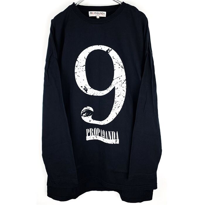 Propa9anda プロパガンダ Aiming 9 L S Tee Bigロンｔ ビッグｔシャツ オーバーサイズ ワンピース ロング丈 長袖 黒白 ブラックホワイト 数字 ナンバー ロゴ スカル ドクロ 大きいサイズ メンズレディース パンクロック Punk Rock バンド ギフト無料 ステージ衣装