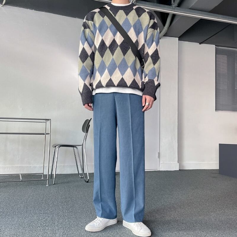 ストレートパンツ ボトムス ワイド センタープレス ルーズ カジュアル メンズ 韓国ファッション E Eaglerose イーグルローズ 韓国メンズファッション通販サイト