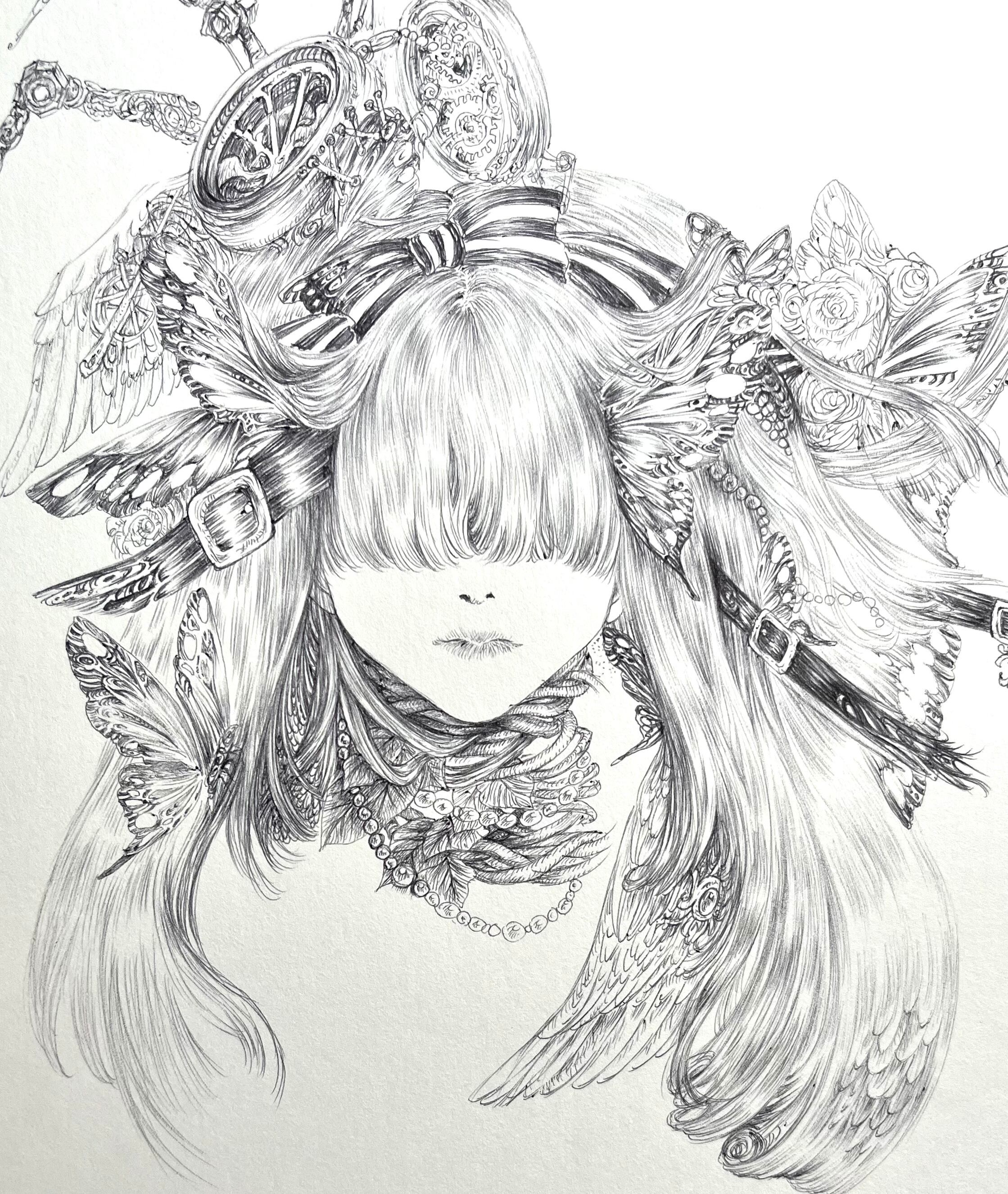 ボールペンアート「富士」イラスト原画 ボールペンアート「富士」イラスト原画