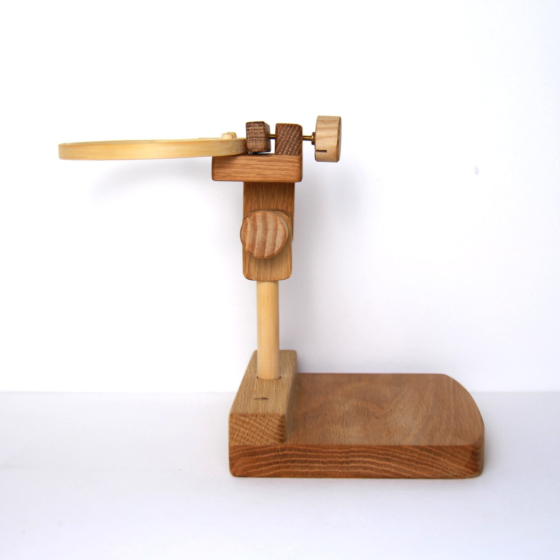 刺繍丸枠スタンド(チークC＋）銘木シリーズ【丸型ハンドル装備+