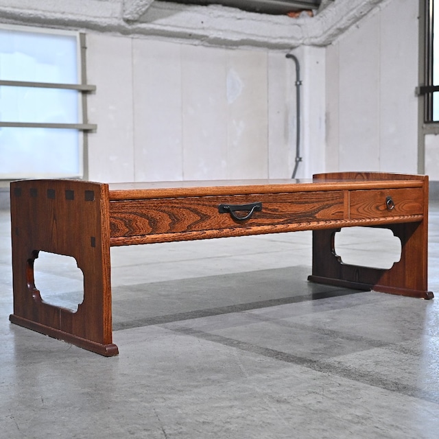 最高級 伝統工芸品 松本民芸家具「文机」欅無垢材 ケヤキ 和 引き出し 収納 小物 古民家 鉄器 テーブル 座敷 ロー