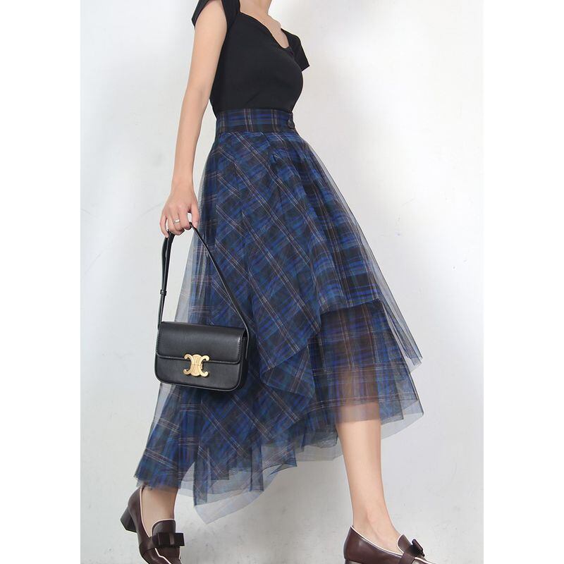 チェックメッシュアシンメトリースカート SU745