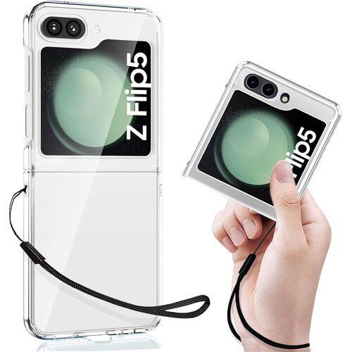 新品》 適用 Galaxy Z Flip5 5G ケース クリア ストラップ 同梱 