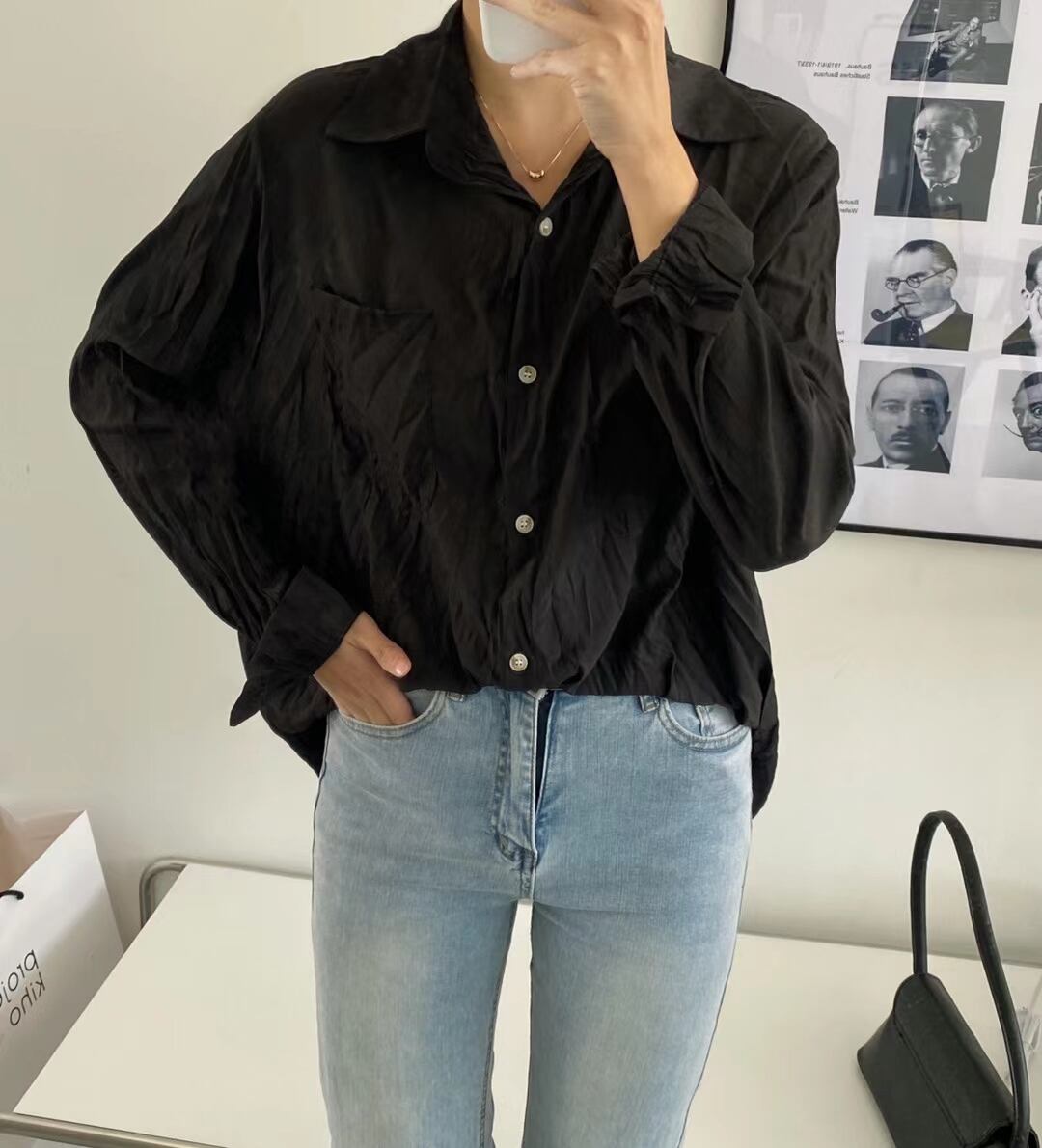 シワ加工　とろみシャツ　AJ2205-609