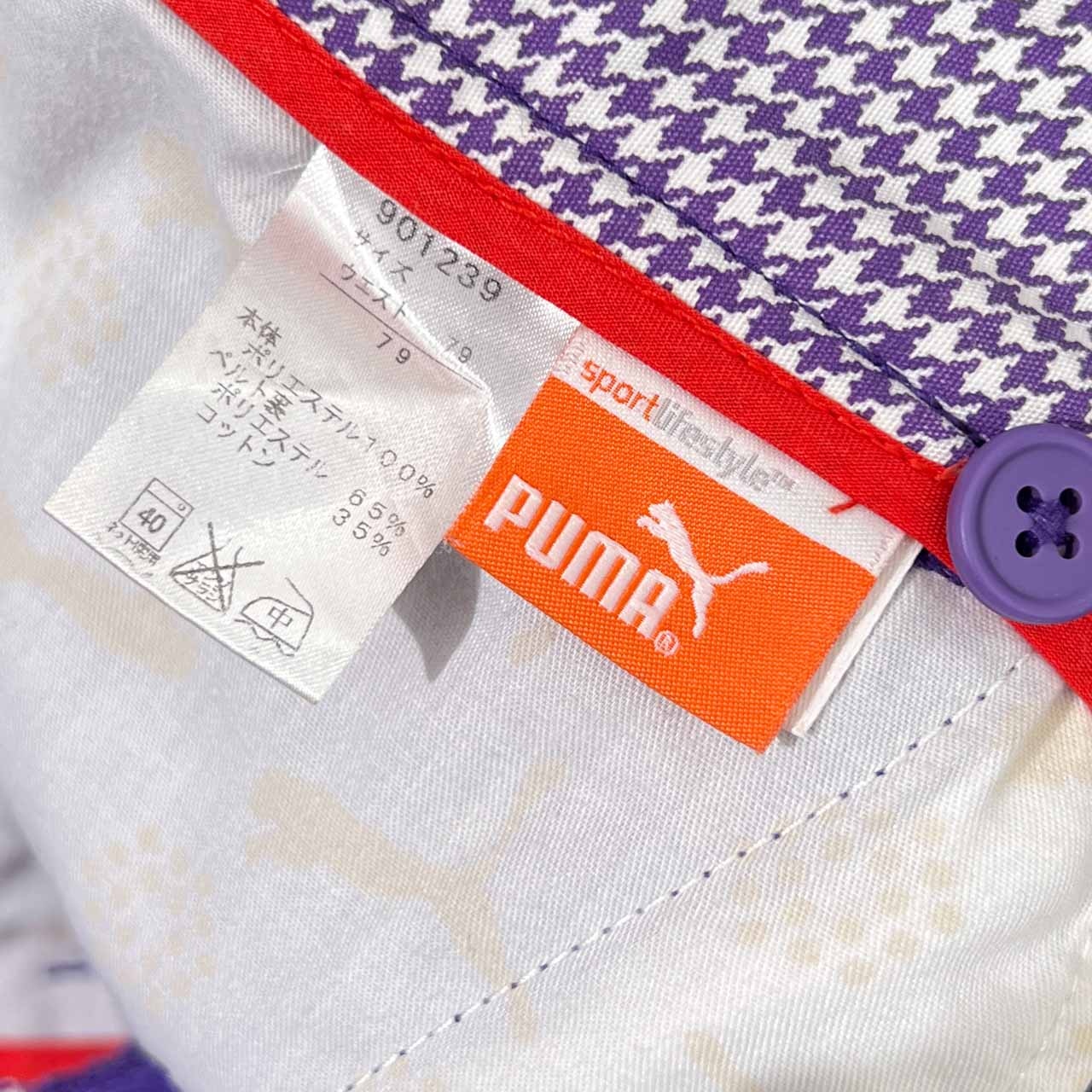 美品 PUMA GOLF プーマ ゴルフ ヘリンボーン ドライ スラックスパンツ 79 /メンズ/紫/パープル