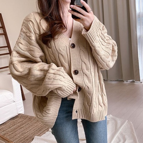 カーディガン　ニット　ゆったり　大人可愛い　秋冬　ベーシック　BACB0013