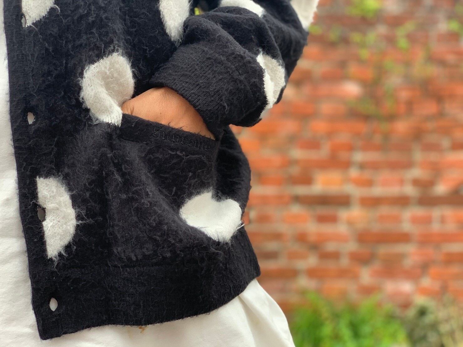 Supreme 20ss BRUSHED POLKA DOT CARDIGAN BLACK MEDIUM 122.5JE5991  