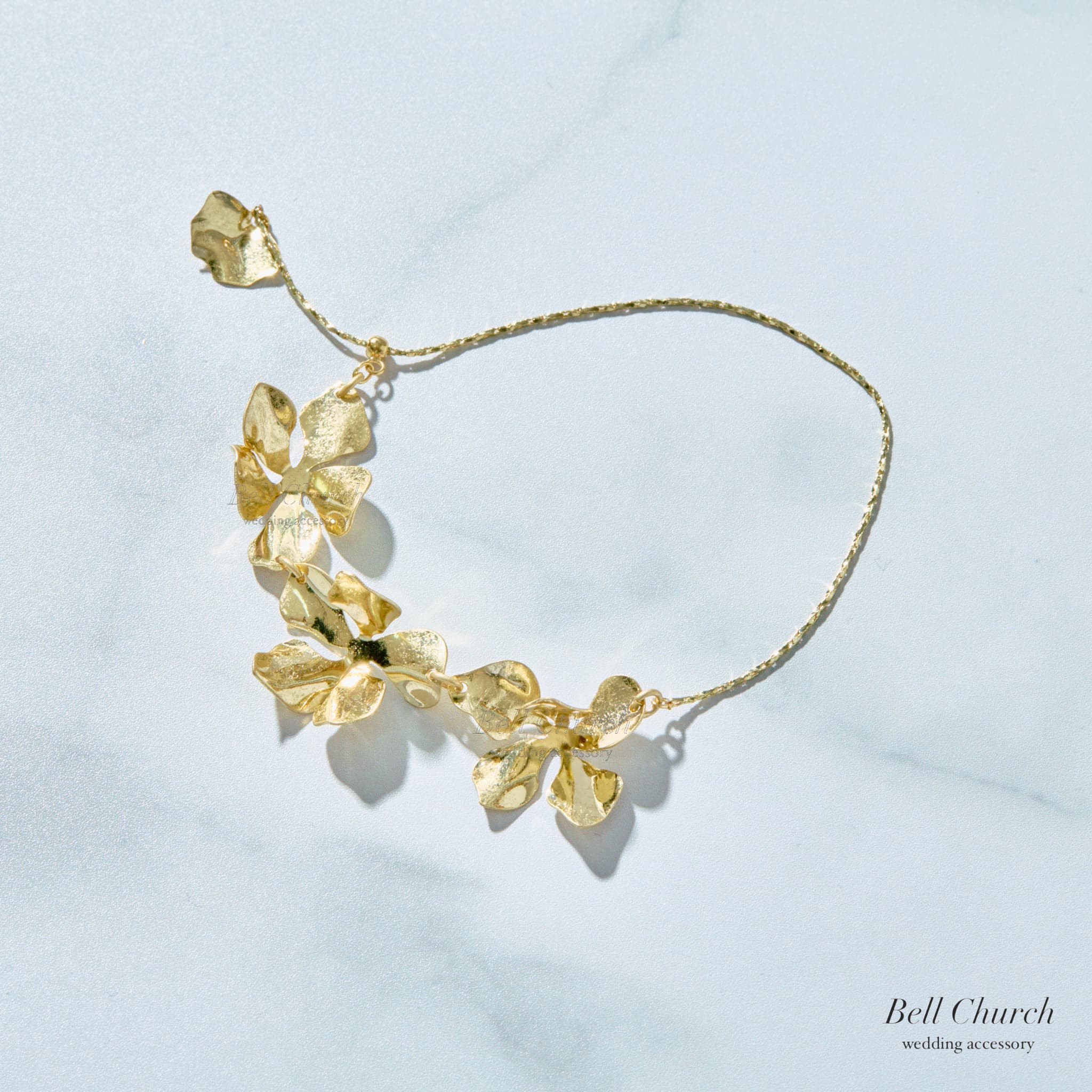 ウェディング ブレスレット｜ニッケルフリー フラワー リーフ メタル