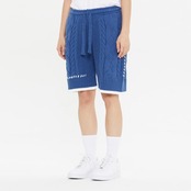 CABLE KNIT WIDE HALF PANTS_BLUE