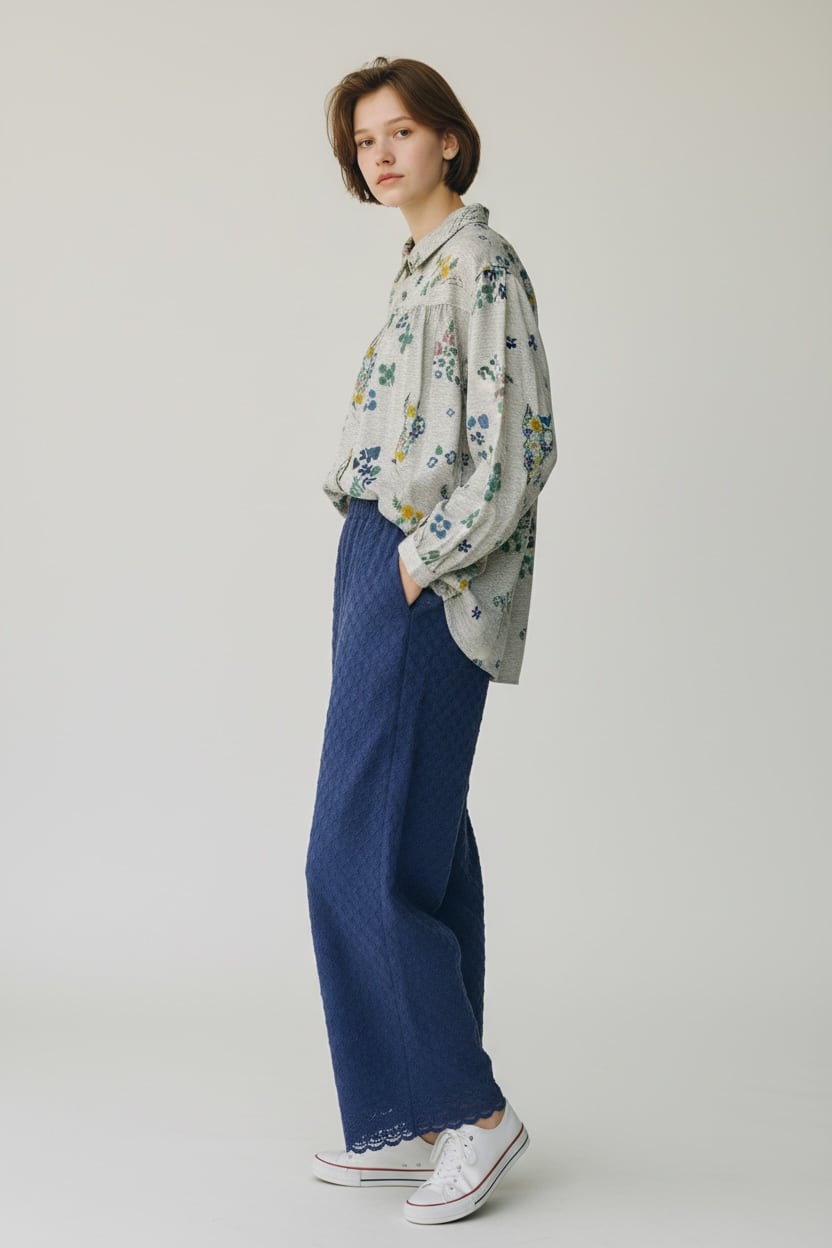 SUPER HAKKA|パネル刺繍レースパンツ(上品な透け感)