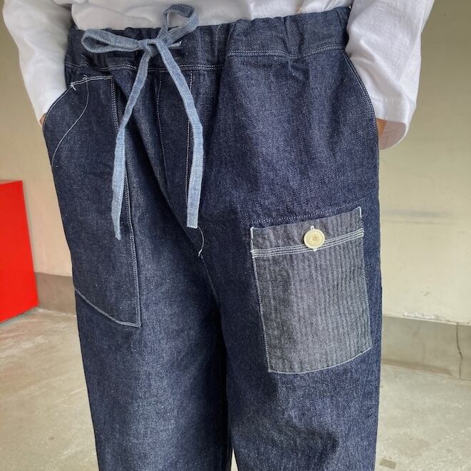 快晴堂 レディース メンズ パンツ ステッチ沢山パンツ HAYATE デュアル