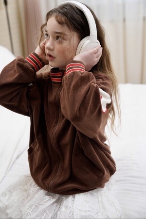 【Ramijini】パルプ地スタジアムライトジャンパー brown KIDSサイズ 90〜120cm 240212ra