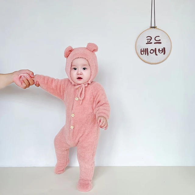 [取り寄せ]bear rompers with bonnet