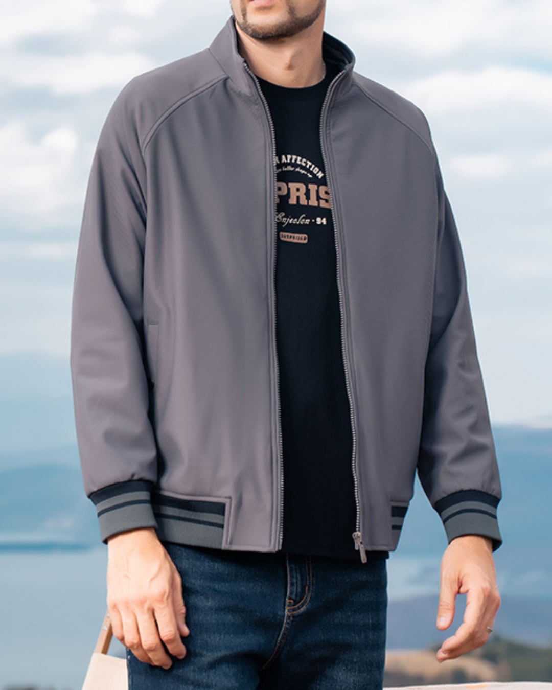 レトロ ナイロンジップアップジャケット E0030