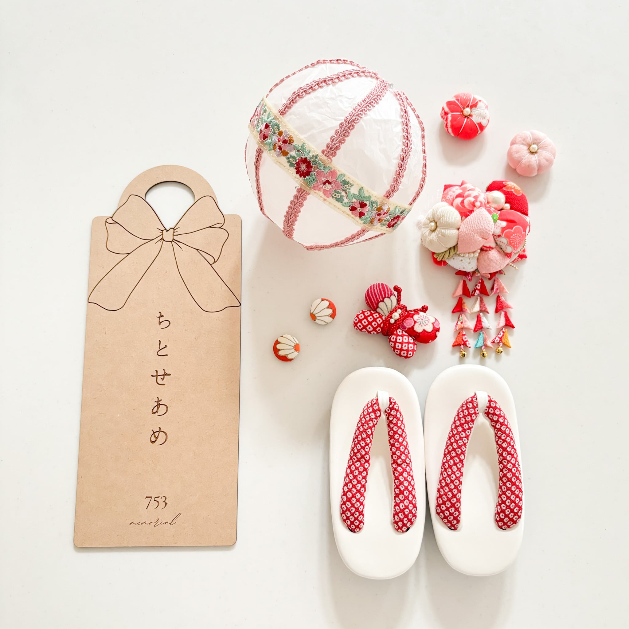 W056 【 ちとせあめ ribbon 】 千歳飴 七五三 木製ボード フォト