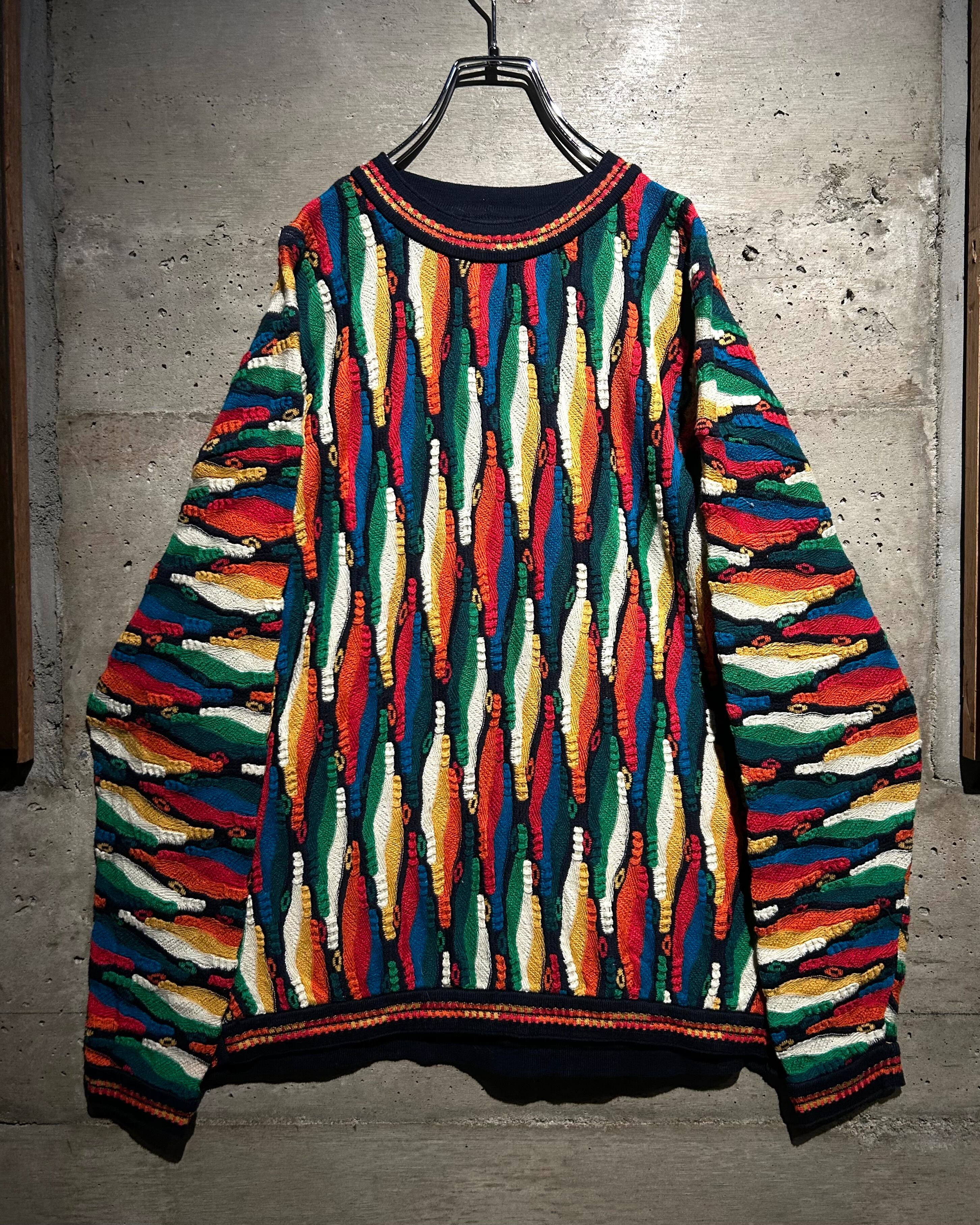 05aw y’s drape knit long sleeve kakko下北沢 Caka】”COOGI” Multi Color Vintage3D Knit Sweater | Caka(カカ