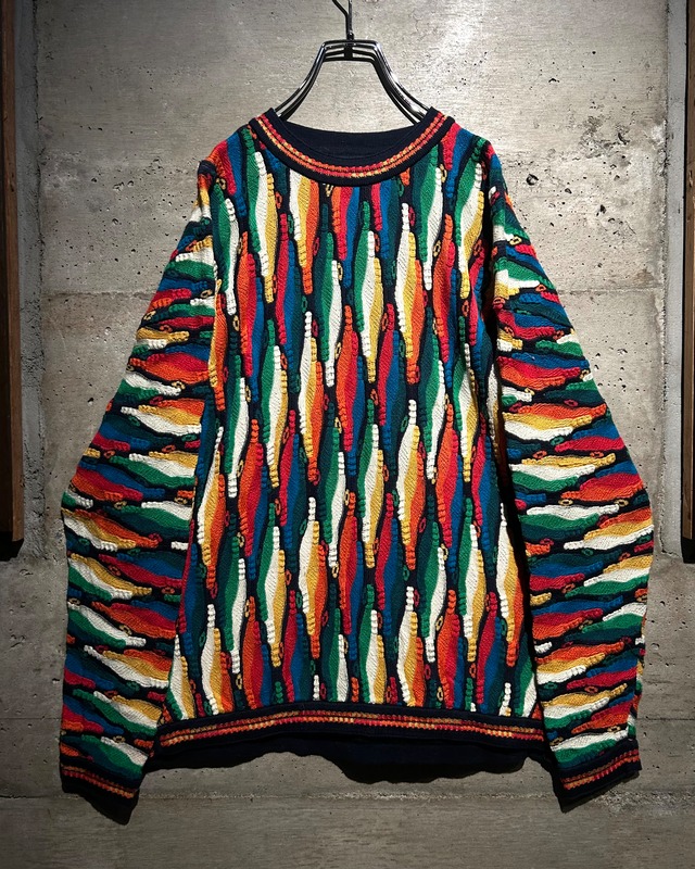 【Caka】”COOGI” Multi Color Vintage3D Knit Sweater