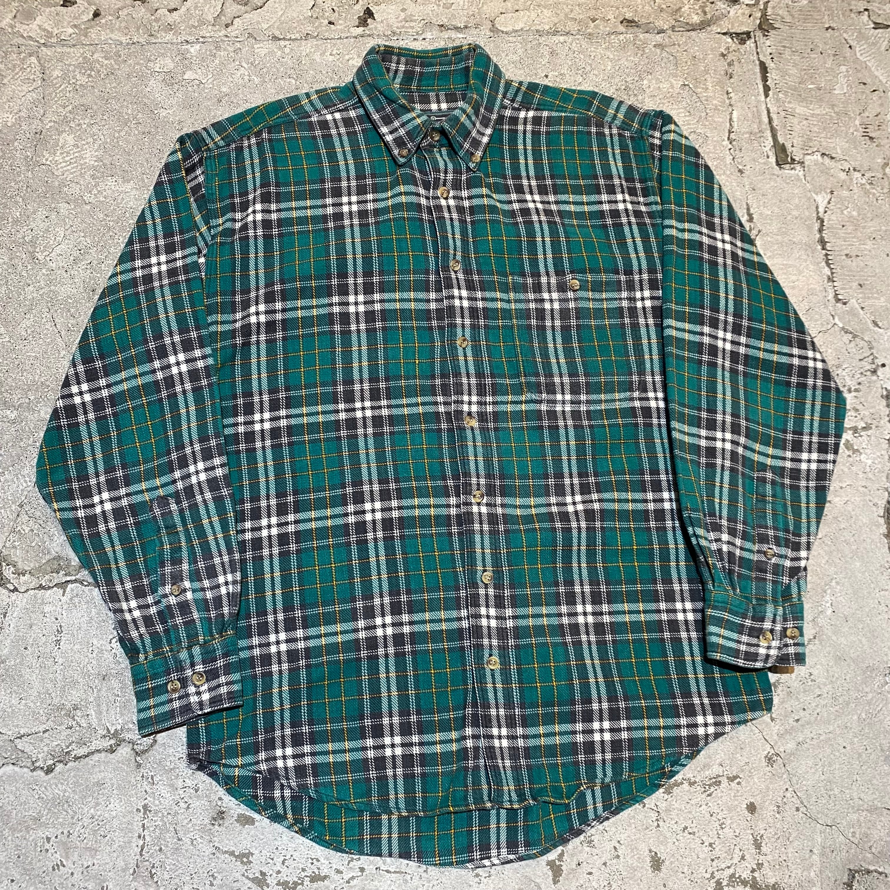 80s〜 Woolrich / ウールリッチ チェック柄 ヘビーネルシャツ グリーン 