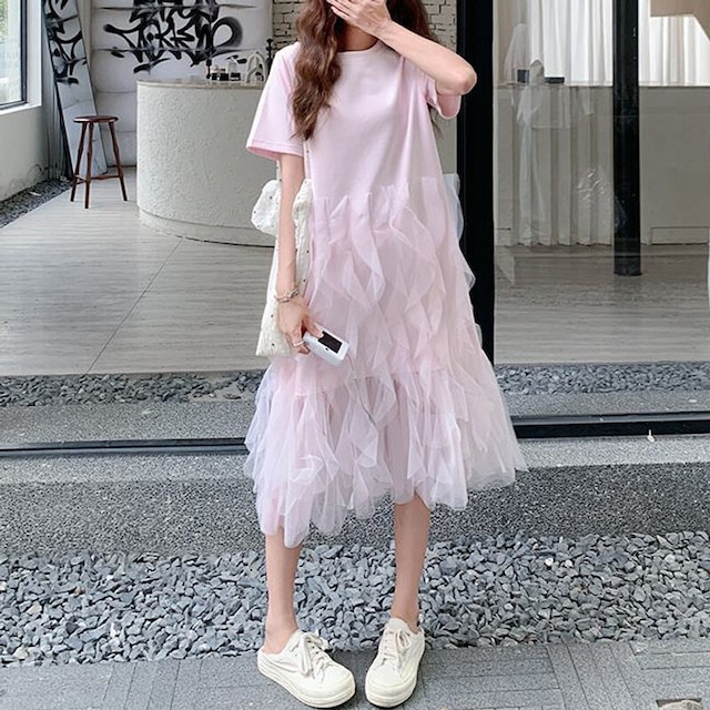 Tulle frill casual dress　M864