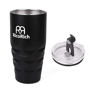 【在庫処分】RicoRich ステンレスタンブラー Tritan質材な蓋付き 真空断熱 二重構造 550ml ブラック（RRWB09-BK ）