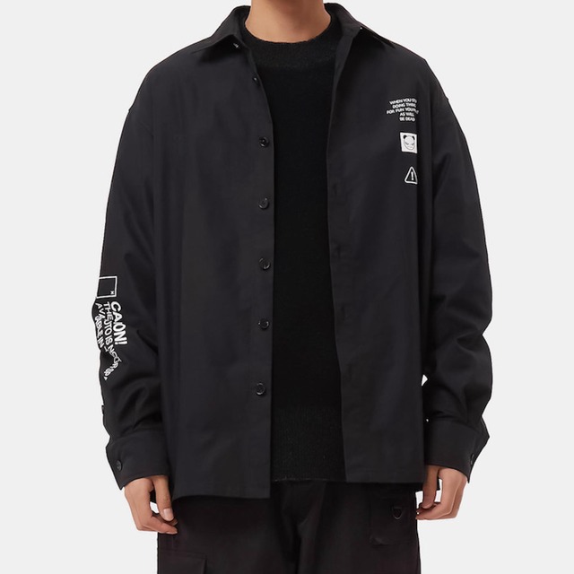 SALE【HIPANDA ハイパンダ】メンズ シャツ MEN'S LONG SLEEVED SHIRT / BLACK