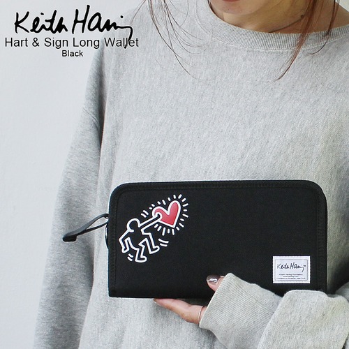 【kh-2101】Keith Haring キースヘリング Hart & Sign Long Wallet / ロングウォレット 長財布 メンズ レディース ギフト プレゼント 軽量 通学