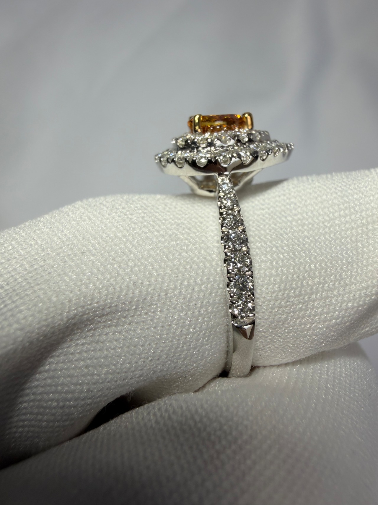 天然オレンジダイヤモンド(0.381ct)リング/PT900・K18YG