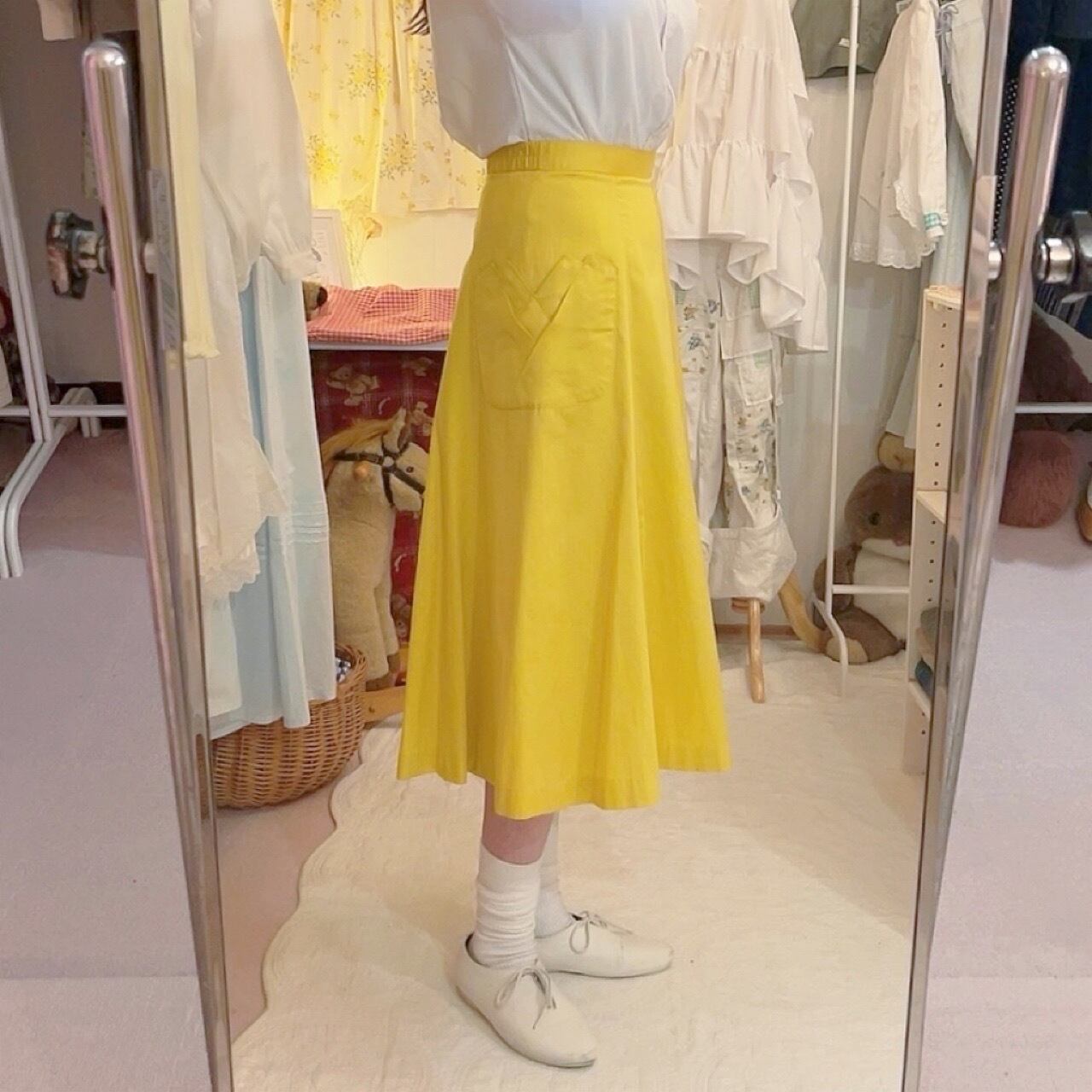 yellow tulip pocket flare skirt