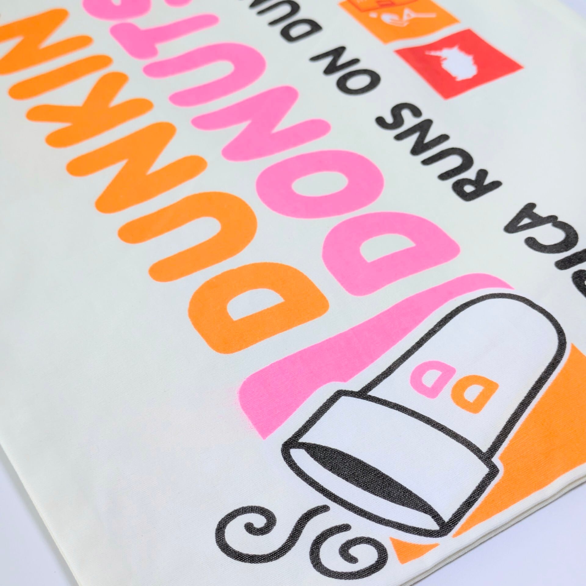 【 Dunkin' Donuts ( ダンキン ドーナツ ) 】 巾着袋L / コットン巾着〚アメリカン雑貨 アメトイ〛