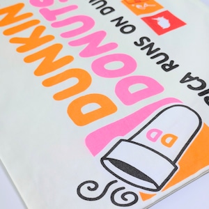 【 Dunkin' Donuts ( ダンキン ドーナツ ) 】 巾着袋L / コットン巾着〚アメリカン雑貨 アメトイ〛