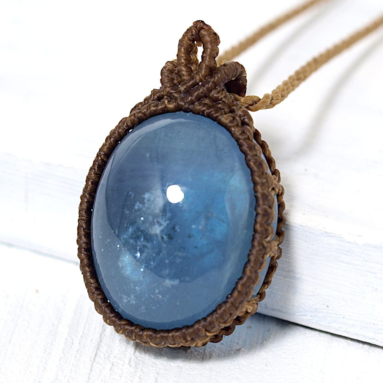 ディープブルー アクアマリン マクラメネックレス 【公式通販】