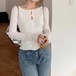 リボンディテールカットアウトデザイントップス ・76192