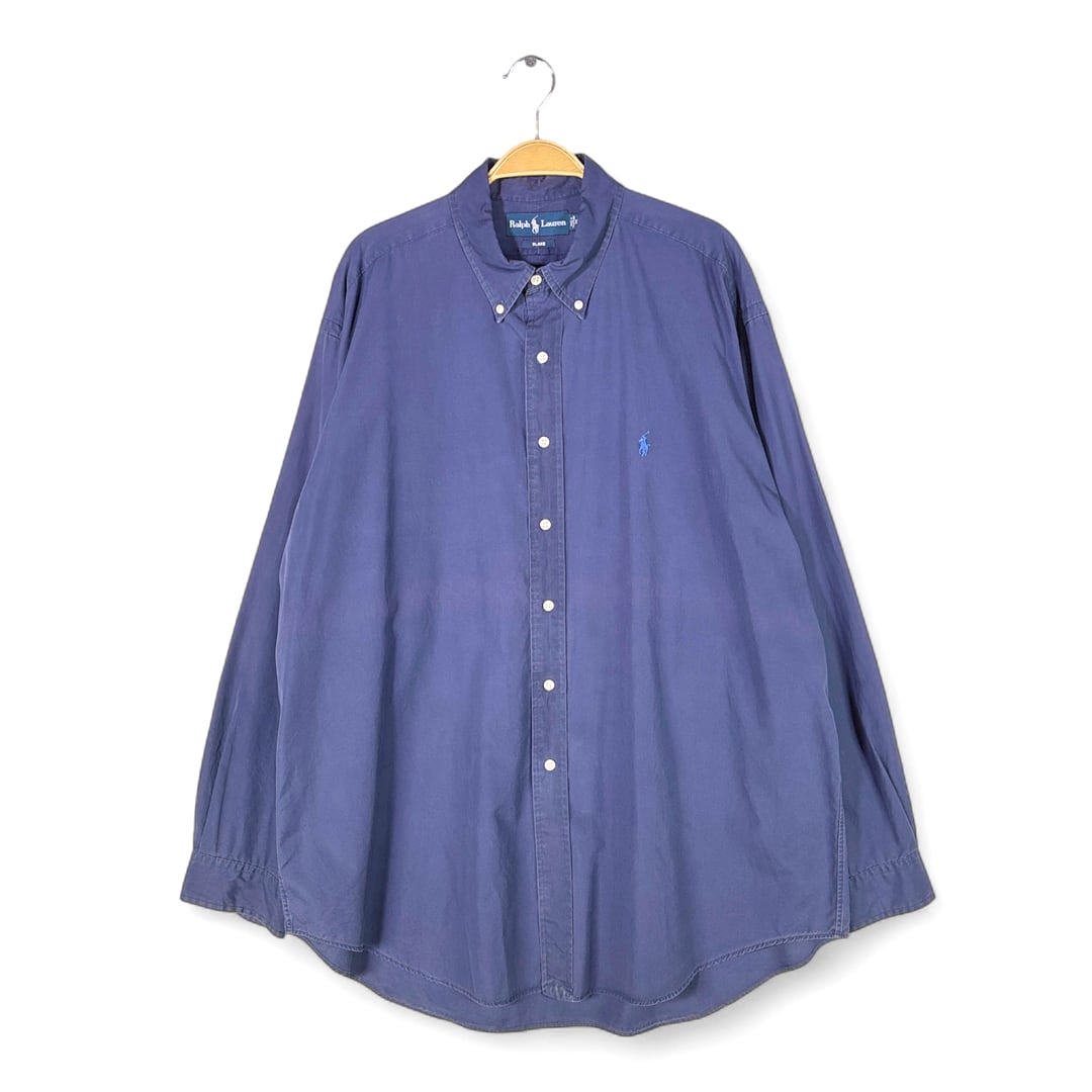 90s ラルフローレン ブレイク ボタンダウンシャツ 長袖シャツ ワンポイントロゴ ポニー刺繍 RALPH LAUREN BLAKE メンズXL 古着 @CA1496