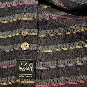 【IKEBEHAR】リネン 麻 ストライプシャツ 長袖シャツ アメリカ古着  XL オーバーサイズ