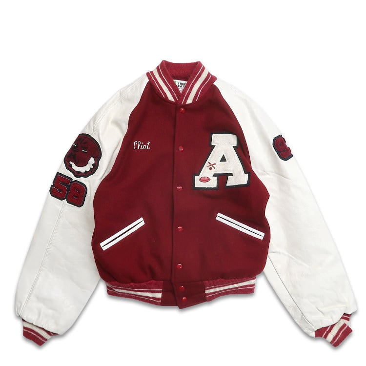 【限定価格】90s スタジャン　trophy jackets 古着 90年代 USA製 TROPHY JACKETS ウール 袖レザー スタジャン