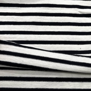 ★TC567◆3m◆綿100%16双糸天竺ニット生地◆ボーダー◆ホワイト×濃紺