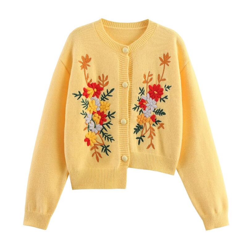 Botanical Embroidery Crewneck Bolero S0192