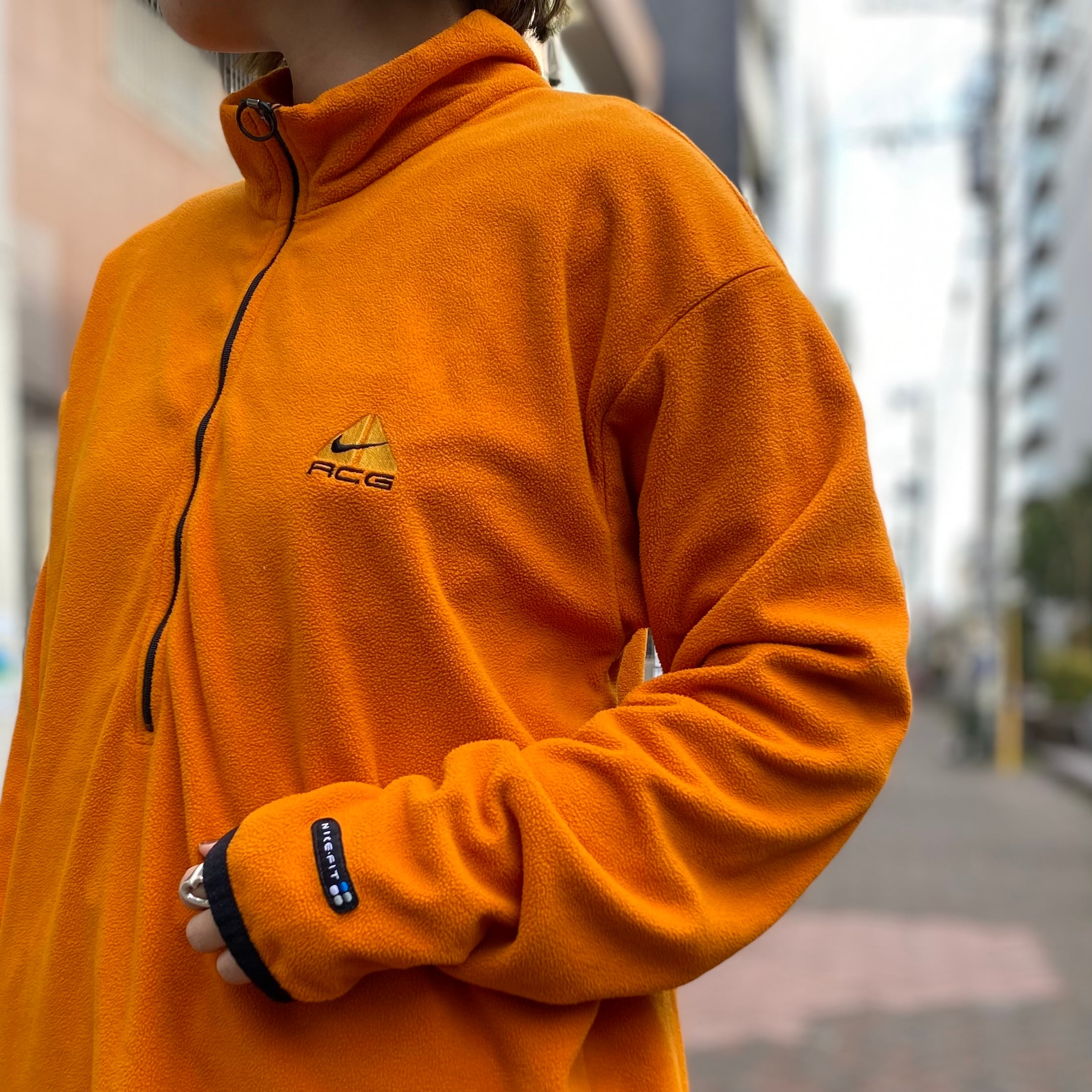 size : XL【 NIKE 】フリース ハーフジップ プルオーバー オレンジ ...