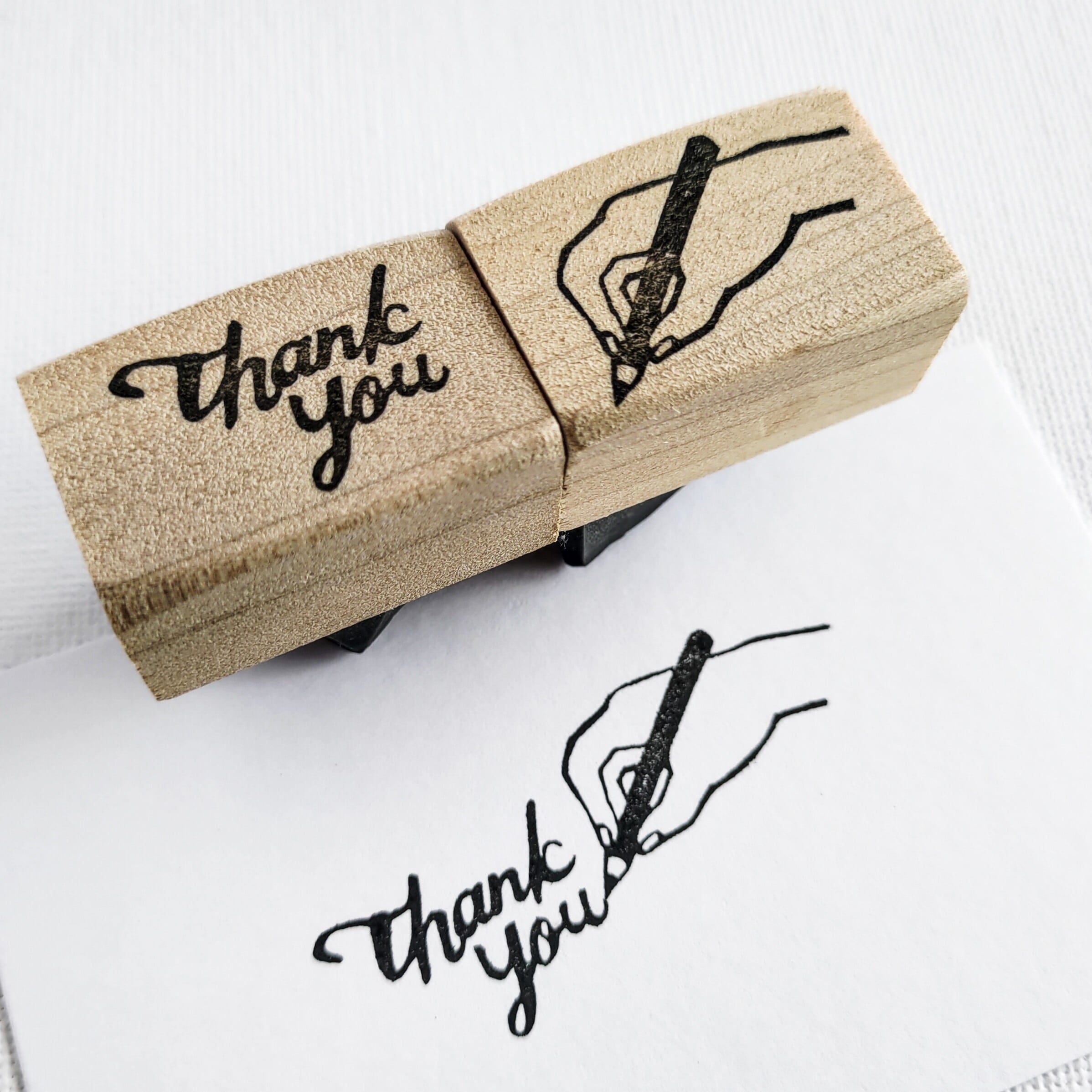 消しゴムはんこNo.36 thank you 手書き文字 ハート③ 消しゴムはんこ