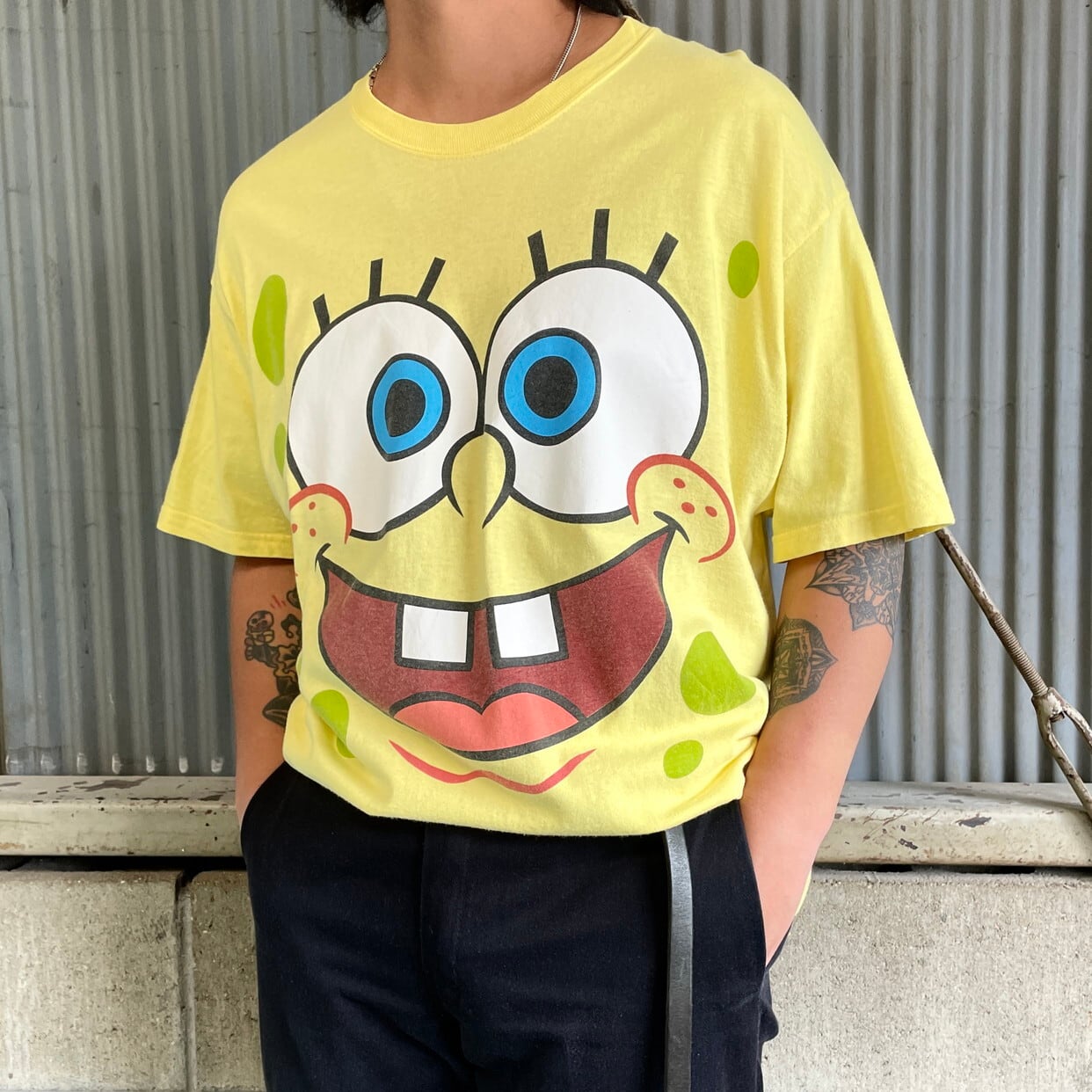 90年代〜00年代 スポンジボブ キャラクタープリントTシャツ メンズL 