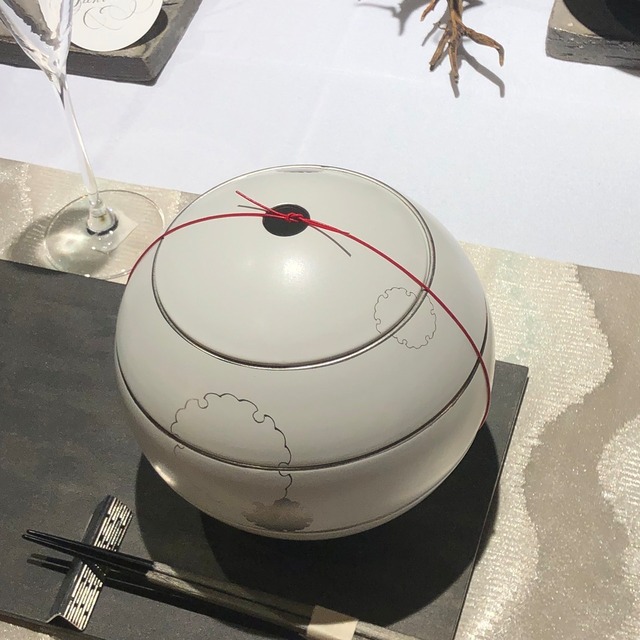 李荘窯×芦屋貴兆陶家コラボ　球型お重＊ｔａｍａｃｏ＊ 雪輪