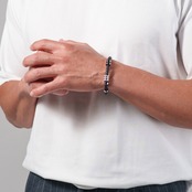 [BRISTOL] メタルチャーム ブラックレザーブレスレット 　