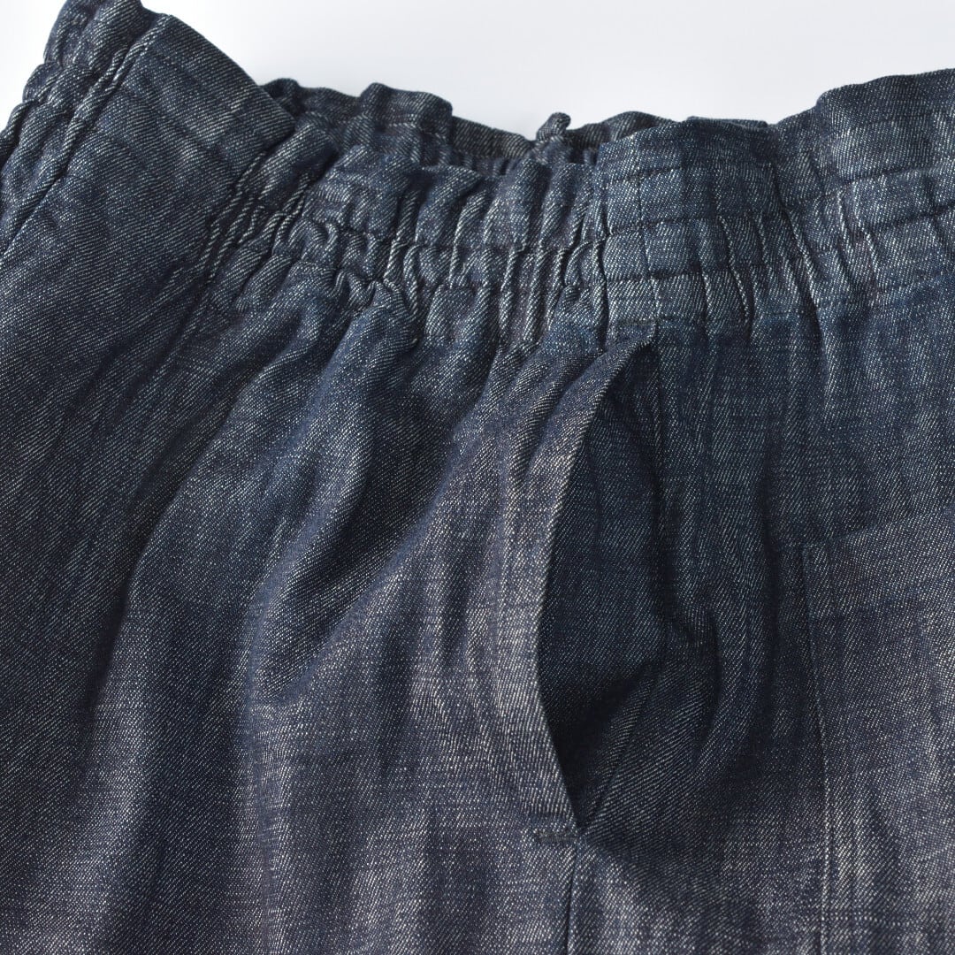 LinenYa リネンや ストレッチデニムセミキュロットパンツ ザックリとした肌触りが特徴のストレッチデニム生地が使われています。【送料無料】