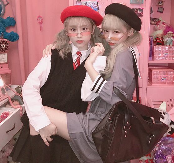 ワンピース レディース 韓国 長袖 オルチャン 原宿系 セーラー服風 双子コーデ Tb 612 毒いちご 韓国ファッション